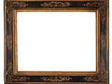 un cadre photo noir et doré sur fond blanc