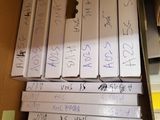 a lot of boxes with writing on them in a box