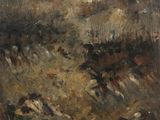 une image représentant un tableau où l'on voit un homme à cheval dans un champ