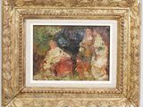 an image of a painting of two women sitting on a couch