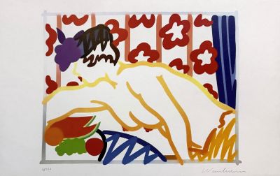 an image of a painting of a woman laying down on a bed