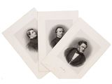 three old black and white photos of a man in a tuxedo