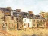 tableau représentant une maison dans un cadre champêtre
