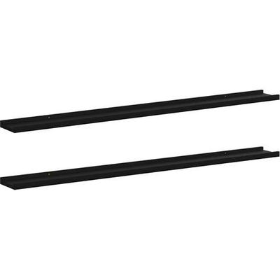 a pair of black shelves with a white background