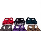a group of six different colors of sports bra tops