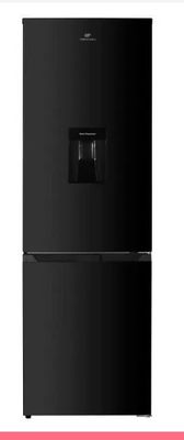an image of a black refrigerator against a white background