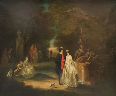 École française du XIX -ème siècle, dans le goût de Watteau.