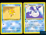 two pokemon cards with a picture of a sun and a moon