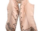 beige silk embroidered vest with embroidery work and sequins