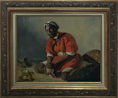 une image représentant un tableau où l'on voit un homme assis par terre
