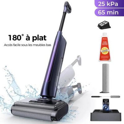 une image représentant un aspirateur avec une bouteille de produit nettoyant à côté