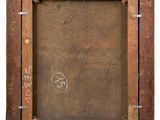 an old wooden picture frame with writing on it on a white background