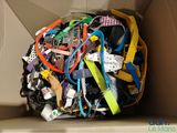 a cardboard box filled with assorted assorted items