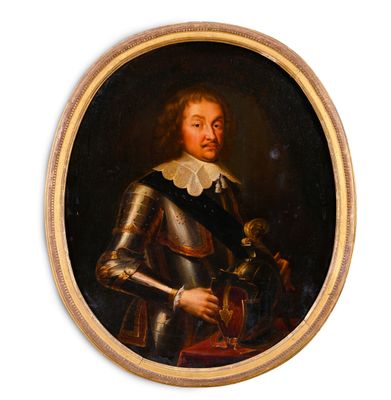 portrait d'un homme en armure tenant un oiseau dans la main