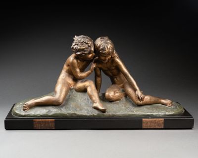 Ugo CIPRIANI (1887-1960). GROUPE figurant deux enfants