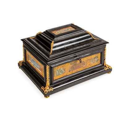 Coffret EN ÉBÈNE ET Pierres Polychromes, Xviiie SIÈCle