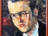painting of a man in a suit and tie in a wooden frame