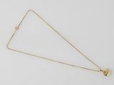 a gold plated necklace with a heart pendant on a white background
