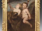 an image of a painting of two children in a landscape