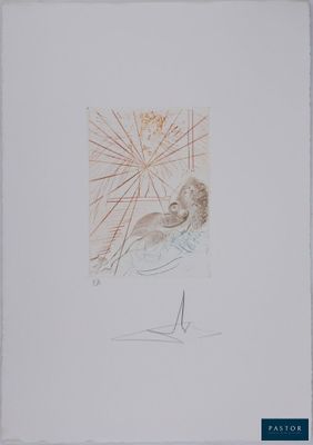 drawing of a woman sitting in a chair with a sun in the background