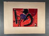 a picture of a painting of a person on a boat