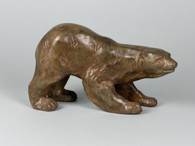 statue of a polar bear on a white background