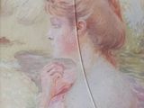a painting of a woman holding a flower in her hand