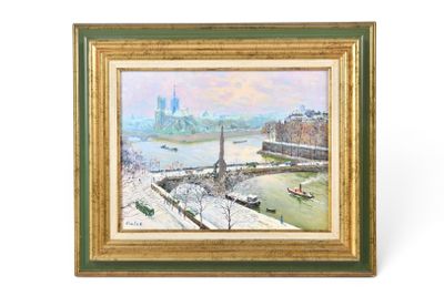 painting of a view of the eiffel tower in paris