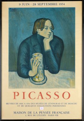 an image of a painting of a woman sitting at a table with a beer