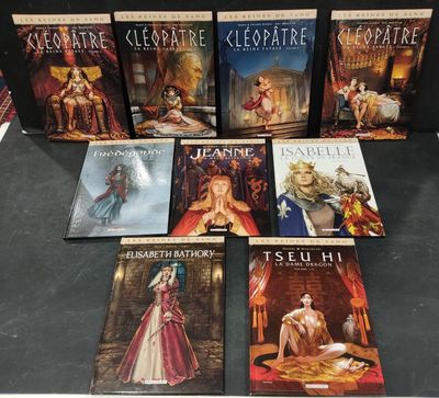 six books in a row on a table in front of a black background