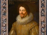 un tableau représentant un homme vêtu d'une robe jaune à col blanc