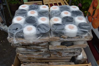 de nombreux rouleaux de papier toilette emballés dans du plastique, empilés les uns sur les autres