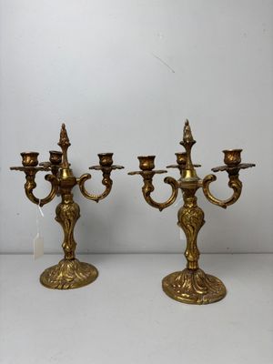 paire de candélabres anciens en laiton