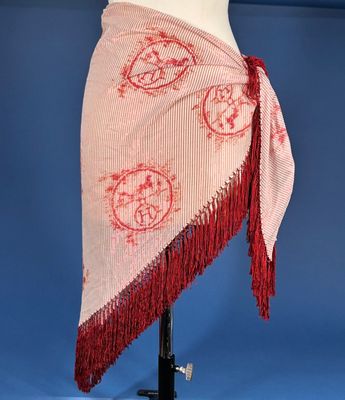 a pink and red shawl on a mannequin mannequin mannequin mannequin mannequin mannequin mannequin mannequin
