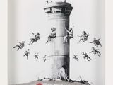 a picture of a picture of a tower with people on it