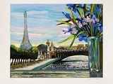 une peinture de fleurs dans un vase sur une table