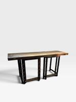 Grande table de type gate-leg en bois laqué, à plateau plian… (photo 4)