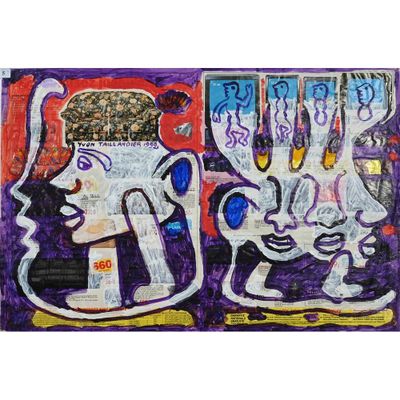 tableau représentant un homme et une femme qui se regardent devant un miroir