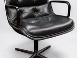 an image of a black office chair with a black leather seat