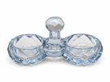 crystal glass salt and pepper shaker set on a white background