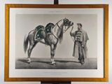 a picture of a man standing next to a horse