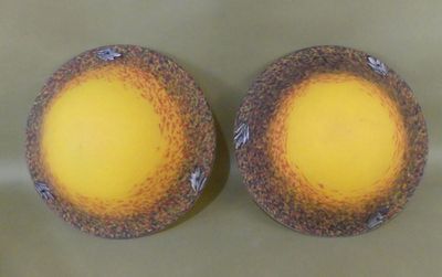 VIANET : 2 coupes en verre jaune, 20e, bon état, Diam: 35cm