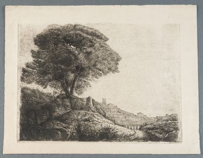 une image représentant un dessin d'un arbre sur une colline