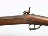 a close up of a rifle on a white background with a white background