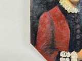 a painting of a woman in a red dress