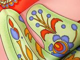 a close up of a colorful tie with a design on it