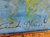 an image of a painting of a blue and yellow flower