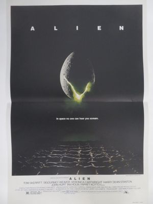 an alien movie poster on a white background with a black background