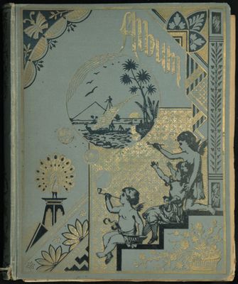 un vieux livre dont la couverture représente un homme et une femme