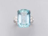 une bague aigue-marine et diamant